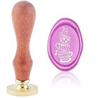 Craspire Wax Seal Stamp Coffee Cup Vintage Sealing Wax Stamps Oval Removable 