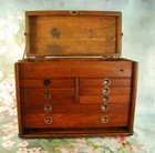 Antique 1918 Union 7 Drawer Oak Machinists Tool Chest Rochester ny W key  162
