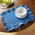 Pioneer Woman Ruffle Soft Denim Fabric Placemat 20 x14  Blue