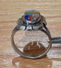 Vintage Zuni Sterling Silver Multi-stone Inlay Scarab Beetle Bug Ring Size 8
