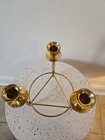 Vintage Brass Triple 3 Candle Stick Holder Round 7 5    Tall India 