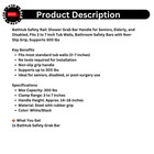 Grab Bar Shower Rail For Elderly 300lb Tub Safety Handle Adjustable Clamp 3   7in