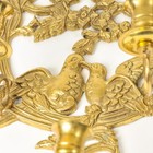 Vintage Solid Brass Ornate 5 Arm Wall Sconce Pair With Love Bird And Bow Motif