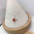 Set Tous Silver Bear Motif Chain Bracelet Necklace Earrings Orange Sapphire Bold
