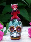 Devil Baby Drinking Beer Sugar Skull Day Of The Dead Handmade Mexican Folk Art