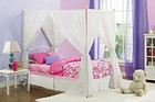 Girls Twin Pink Metal Canopy Bed Frame Heart Scroll Headboard Footboard Bedroom