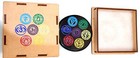 Black Tourmaline Coaster Embossed Signs Reiki Chakra Coaster With Wooden Box