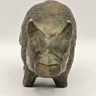Vintage Mid Century Hollywood Regency Brass Hog Pig 3  Patina Mcm