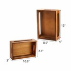 Set Of 2 Decorative Wooden Crates  Rustic Countertop Nesting Basket With Hand   