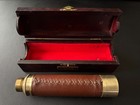 Vintage Traq Japan  408b Nautical 30x40 Monocular Telescope Brass  Leather  Case