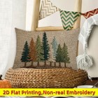 2 Pcs Throw Pillow Cover Forest Tree 2d Non-real Embroidery Rustic Home Decor