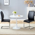 Black Pu Chair Set W  Round Table - Silver Legs  32  Modern Dining office