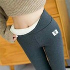 Cashmere Sherpa Fleece Lined Leggings High Waist Warm Winter Thick Soft Grey M