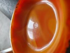 Boyd Glass Round Trinket Dish Orange Swirl Slag Bittersweet Glasslass  B Mark
