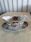 Johnson Bros Windsor Ware Harvest Fruit Gravy Boat Underplate Rare 