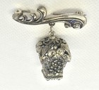 R11 Antique German 800 Silver Brooch Lantern 40x35mm 11 1g 1890s Good Condition