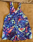 Vintage 1990s Oshkosh B gosh Shortalls In A Blue And Neon Animal Abstract Print