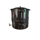 Vintage Enamelware Lobster Clam Steamer Pot 2 Tier Black Speckled With Spigot