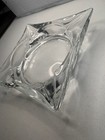Vintage Clear Glass Ashtray Square Heavy Art Glass 6 Inch