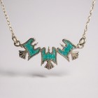 Sterling Native American Turquoise Inlay Sterling Silver Necklace 14i