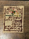 19th C Victorian Mourning Sampler Embroidery Folk Art Primitive Memorial Textile