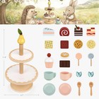 22pcs Tea Party Set Dessert Stand Playset -wooden Toys Pretend Play Food Kitchen