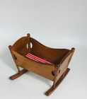 Vintage Wooden Dollhouse Rocking Cradle Miniature Baby Bed Quality Wood