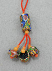 34 5  Necklace Antique Venetian Millefiori Glass African Trade Beads Red Blue
