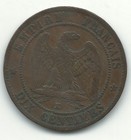 A Vintage Very Fine Vf 1862 K France 10 Centimes Coin-jun347