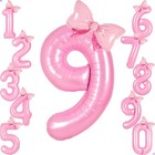 Pink 9 Balloon Number Pink Birthday Decorations For Girls  Bow Number 9