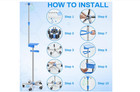 Iv Pole With Wheels Tray Stand Portable 4 Hooks 5 Wheels Iv Fluid Bag Stand