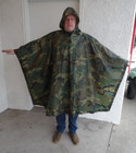 Us Military Woodland Camouflage Nylon Wet Weather Poncho Nsn 8405-01-100-0976