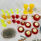 Dollhouse 1 12 Scale Red Tea Set  Serving Dishes  Silverware  Vases  Punch Bowl