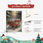 Fiswafy Vintage Christmas Red Sleigh Framed Canvas Wall Art Decor  
