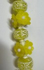 Hong Kong Vintage Jewelry Set Yellow Floral Plastic Filigree Mod Retro Flaw