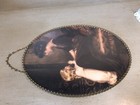 Vintage Victorian Mother   Child Oval Chimney Flue Cover   Metal Chain Border
