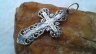 Vtg  Antique Sterling Silver Large 2 1 8  4 7g Handmade Orthodox Cross Crucifix