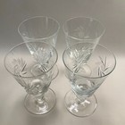 Etched Pinwheel Footed Water Glasses 5 3 4  Set Of 4 Vintage