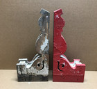 Antique Pair Wood Corbel Roof Bracket Shabby Red   White Vtg Chic Old 1033-26b