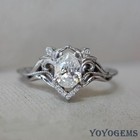 Moissanite Vintage Engagement Ring 2 15 Carat Pear Cut Vvs1 Solid 14k White Gold