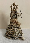 Amy Lacombe Cat Figurine - Handmade Kitty Rex From 2023 - Yellow black W crown