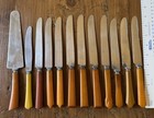 Vintage Butterscotch Bakelite Cutlery Flatware  11 Knives  1 Cake Knife 