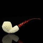 Ornate  Design Fancy Apple Pipe Handmade Block Meerschaum New W Case 949