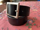 Vintage Gap Black Wide Leather Belt Distressed Silver Buckle Patina Size 32
