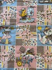    adorable Vtg Handmade Spring Baby Blanket throw dbl Sided pink And Blue 37x32   