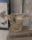 Vintage Murano Style Hand Blown Art Glass Pale Yellow gold Vase
