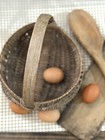 Vintage Primitive Split Buttocks Egg Gathering Woven Basket