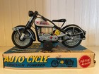Vintage Tin Friction Motorcycle Motobike  Toy Japan With Box