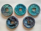 5pcs Ancient China Statues Chinese Old Dynasty Green Rust Bronze Statues  45