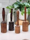Set Of 4 Vintage Antique Wooden Masher Pestles Primitive Decor Solid Wood 